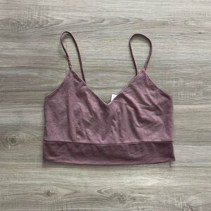 Maroon soft suede spaghetti strap bralette crop top